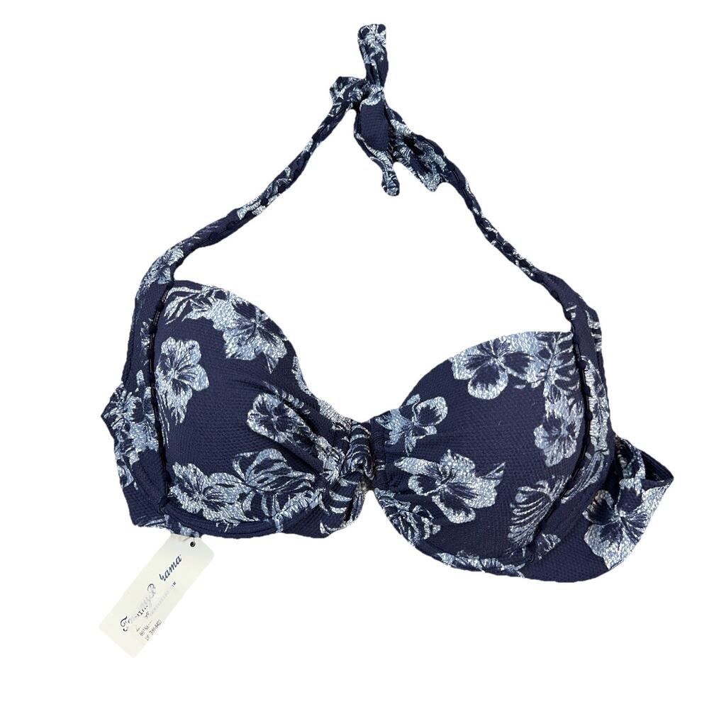 Tommy Bahama Women Chambray Blossoms Underwire Bikini Top, Mare Navy, 34D NWT